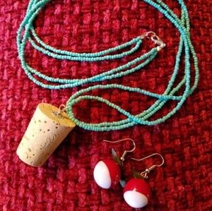 Luna Lovegood Cork Necklace/Radish Earring Set